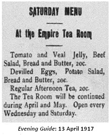 Tea Room menu